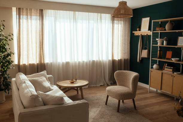 furniture in modern living room at home - home decoration stock pictures, royalty-free photos & images