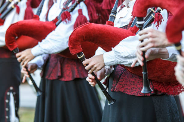 galician piper group - concert stock pictures, royalty-free photos & images