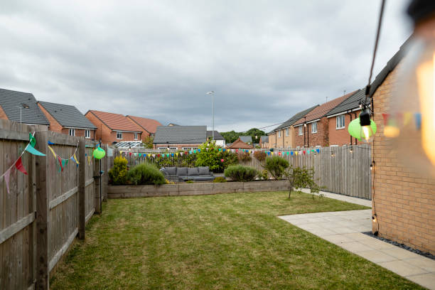 garden ready for a party - garden decoration stock pictures, royalty-free photos & images