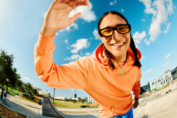 gen z teenager wants to greet you. - fashion stock pictures, royalty-free photos & images