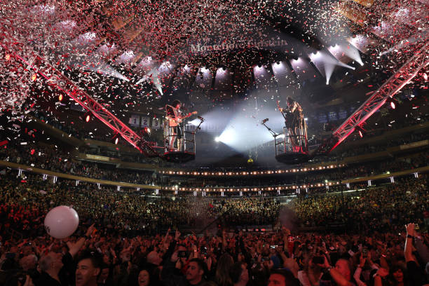 Gene Simmons, Eric Singer, Paul Stanley and Tommy Thayer of KISS perform during KISS: End of the Road World Tour at Madison Square Garden on December...