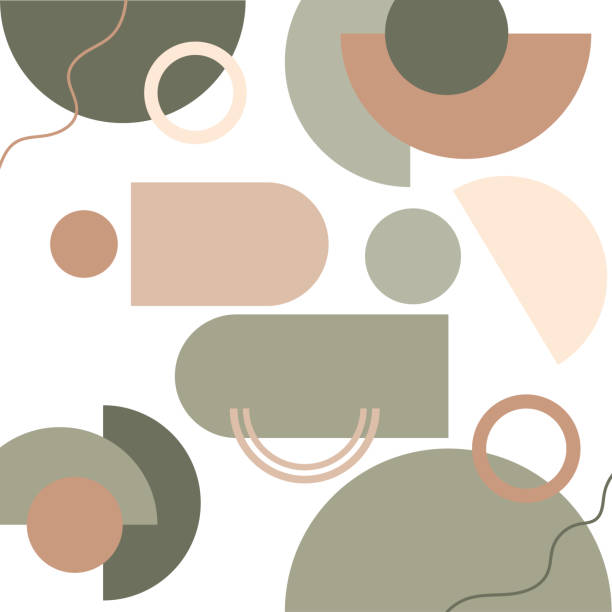 geometric poster - abstract prints and boho wall decor. mid century modern minimalist neutral art print. - home decoration stock illustrations