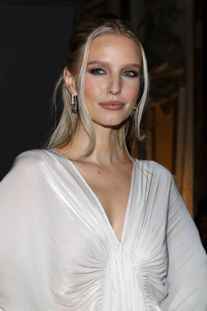 German blogger, model, entrepreneur and influencer Leonie Hanne guest at the Genny fashion show at Milan Fashion Week Women's Collection Fall Winter...