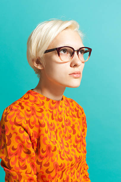 girl wearing glasses - fashion stock pictures, royalty-free photos & images