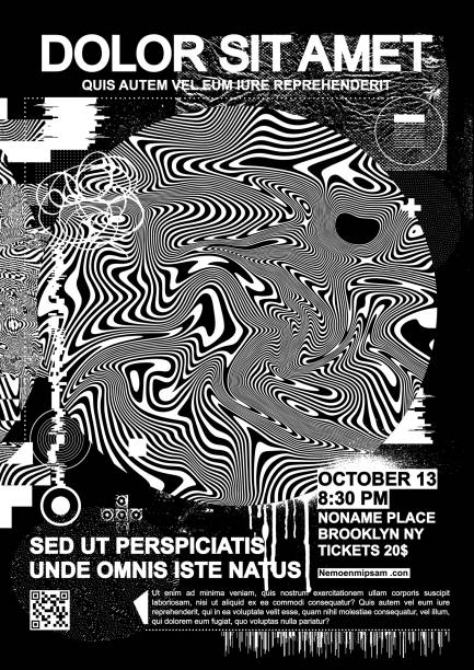 glitch poster - concert stock illustrations