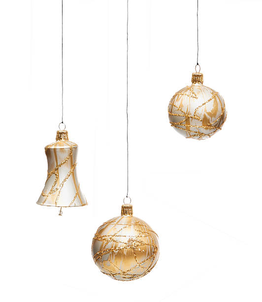 golden christmas bauble - home decoration stockfoto's en -beelden