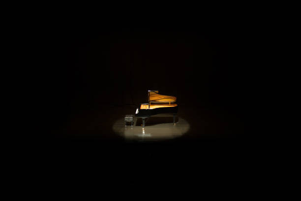 grand piano at concert hall - concert stock pictures, royalty-free photos & images