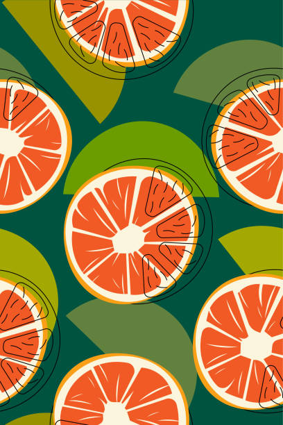 grapefruit pattern - garden decoration stock illustrations