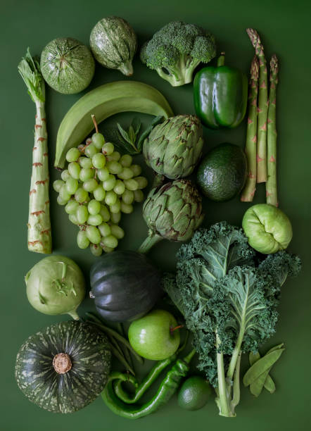green fruits and vegetables - food stock pictures, royalty-free photos & images
