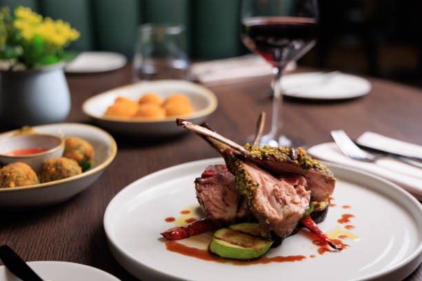 grilled lamb rib chops - food stock pictures, royalty-free photos & images