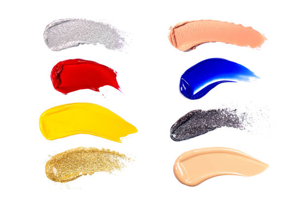 group of colorful makeup swatches - nails art stock pictures, royalty-free photos & images