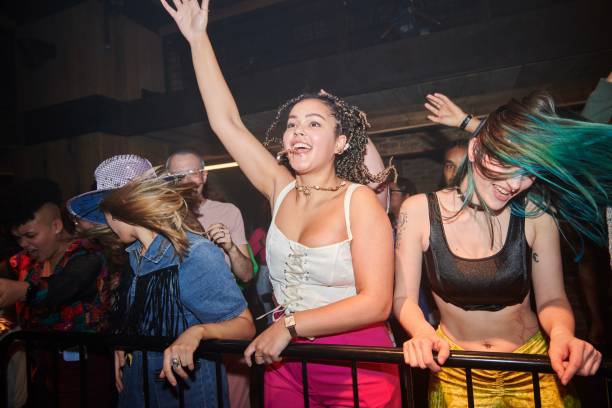 group of people having fun at a music venue. - concert stock pictures, royalty-free photos & images