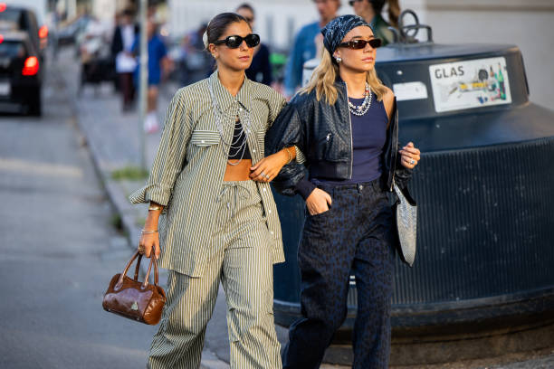 Guests outside Baum & Pferdgarten during day three of the Copenhagen Fashion Week SS25 on August 07, 2024 in Copenhagen, Denmark.