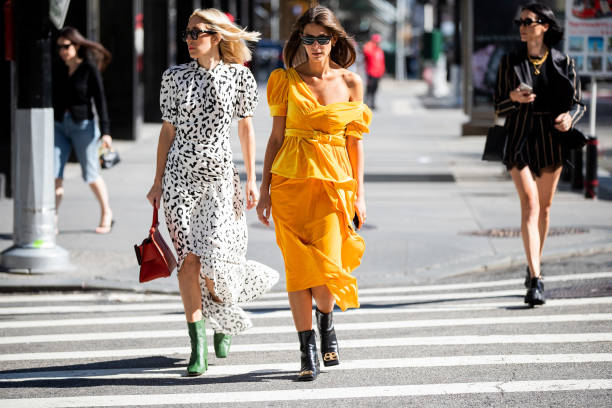 Guests seen outside Self-Portrait during New York Fashion Week September 2019 on September 07, 2019 in New York City.