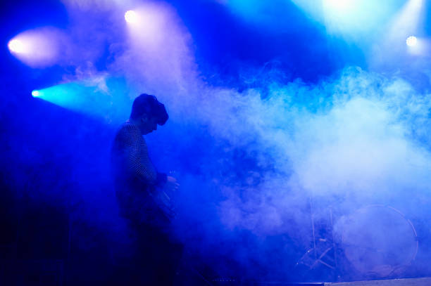 guitarist performing on stage at music concert - concert stock pictures, royalty-free photos & images