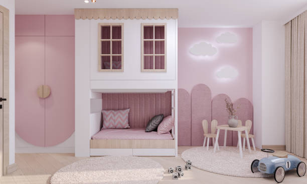 habitación rosa para niños - home decoration fotografías e imágenes de stock