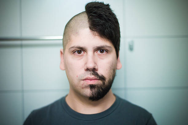 half shaved head - hairstyle stockfoto's en -beelden