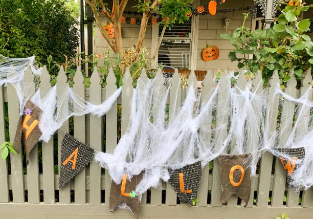 halloween fence - garden decoration stock pictures, royalty-free photos & images