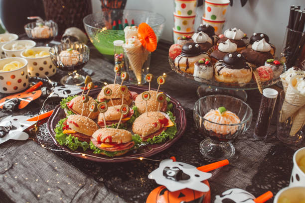 halloween food table - food stock pictures, royalty-free photos & images