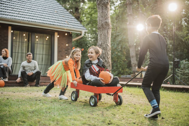 halloween party at home - garden decoration stock pictures, royalty-free photos & images