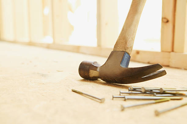 hammer and nails - home decoration stock pictures, royalty-free photos & images
