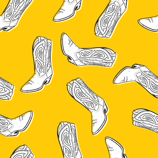 hand drawn boot pattern - fashion stock illustrations