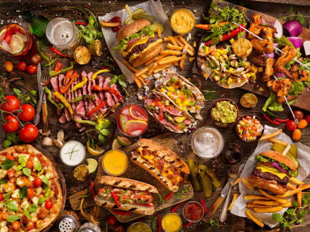 hand held bbq favorites - food stock pictures, royalty-free photos & images