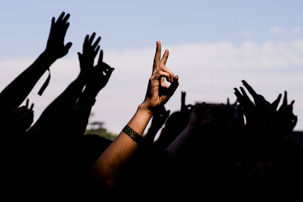 hands up - concert - concert stock pictures, royalty-free photos & images