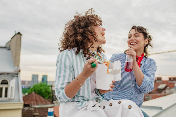 hanging out with my best friend and eating fast food - junk food stock pictures, royalty-free photos & images