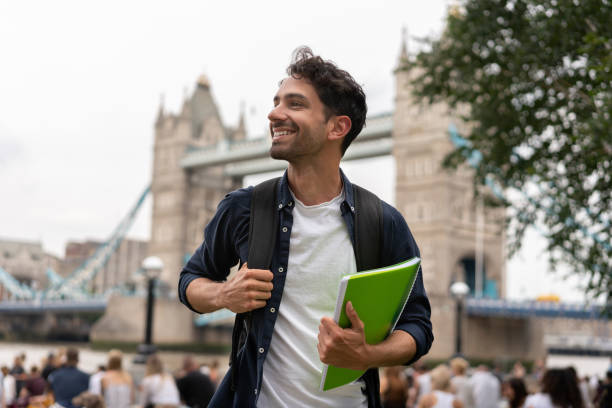happy student in london - travel stock pictures, royalty-free photos & images