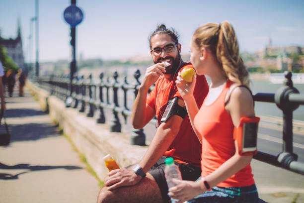 healthy outdoors exercising - food stock pictures, royalty-free photos & images