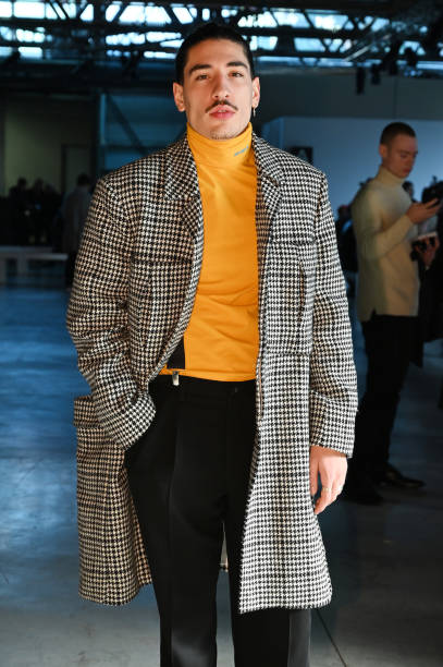 Hector Bellerin attends the MSGM show during Milan Menswear Fashion Week Autumn/Winter 2019/20 on January 13, 2019 in Milan, Italy.