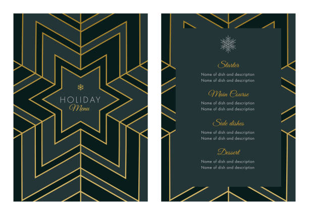 holidays menu template with geometric snowflake - fashion stock illustrations