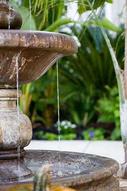 home and garden fountain - garden decoration stock pictures, royalty-free photos & images