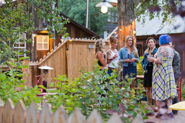 home mixologist in a backyard - garden decoration stock pictures, royalty-free photos & images