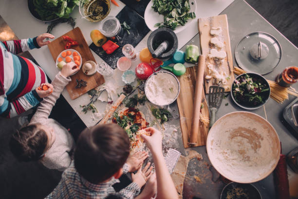 homemade pizza for dinner - food stock pictures, royalty-free photos & images