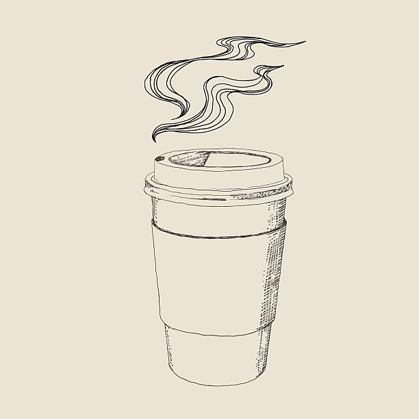 hot caffee drawing - junk food stock illustrations