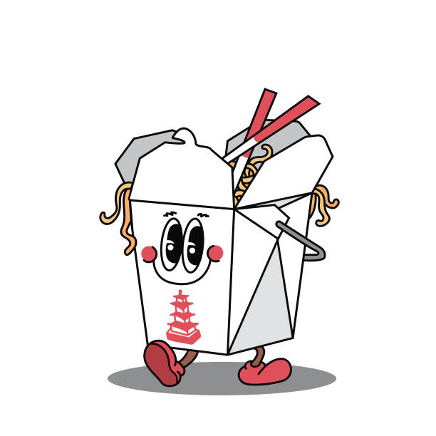 illustration of a chinese food take out box - junk food stock pictures, royalty-free photos & images