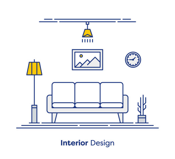 interior design concept - home decoration stock illustrations