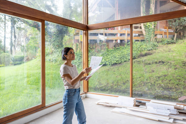 interior designer remodeling a house and thinking of ideas - home decoration stock pictures, royalty-free photos & images