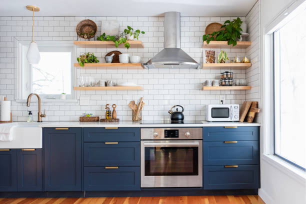 interior of home kitchen - home decoration stock pictures, royalty-free photos & images