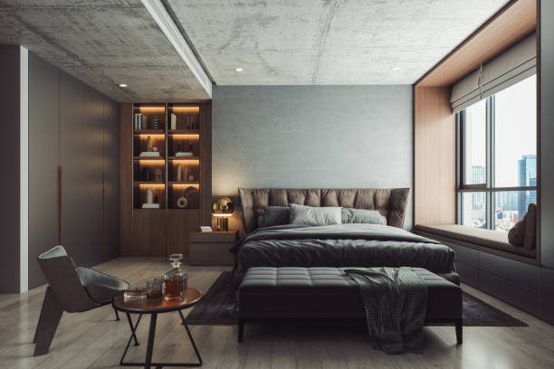 interior of modern luxury bedroom - home decoration stock pictures, royalty-free photos & images