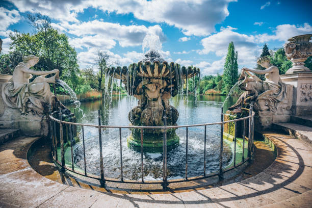 italian gardens fountain with statues, kensington gardens, london, united kingdom - garden decoration stock pictures, royalty-free photos & images