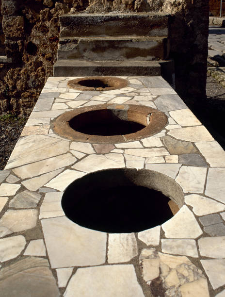 Italy, Pompeii. Marble covered counter Thermopolium. Via Consolare.