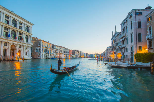 italy, veneto, venice, gondola on canal grande - travel stock pictures, royalty-free photos & images