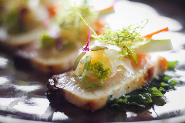 japanese fine dining hamachi dish - food stock pictures, royalty-free photos & images