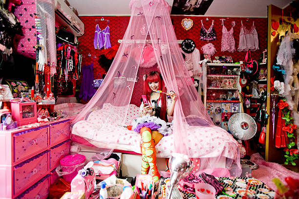 japanese woman's bedroom - home decoration stock pictures, royalty-free photos & images