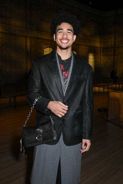 Jared McCain at the Coach Fall RTW 2025 fashion show as part of New York Fashion Week held at the Park Avenue Armory on February 10, 2025 in New...