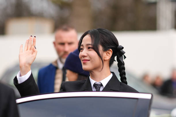 Jisoo is seen, outside Dior, during the Womenswear Fall/Winter 2024/25 as part of Paris Fashion Week on February 27, 2024 in Paris, France.