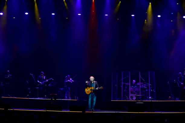 Joan Manuel Serrat performs live on stage during Joan Manuel Serrat "El Vicio de Cantar" tour at James L. Knight Center on April 29, 2022 in Miami,...